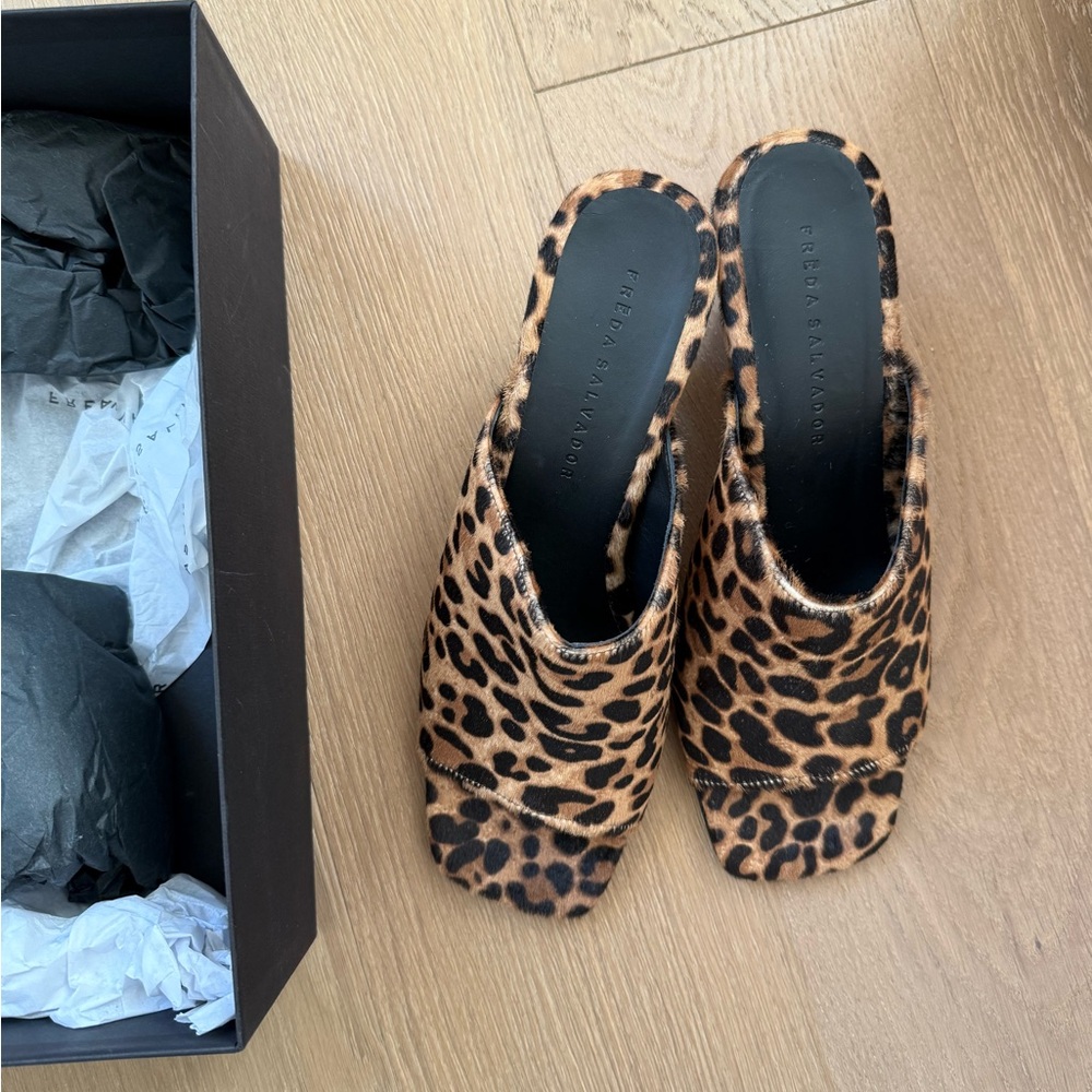 Freda Salvador Brown Leopard Mules
